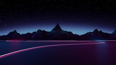 80s Retro Style Wallpaper Stunning Starry Night Landscape in 4K HD