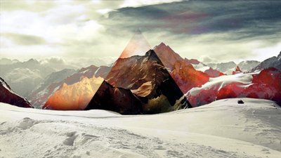 WQHD HD Wallpaper Snowfield and 3D Mountain in Abstract Polyscape