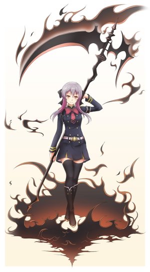 Mobile HD Wallpaper Anime Girls in Owari No Seraph Halloween Theme  Hiiragi Shinoa in Black Color