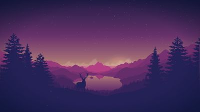 Silhouette Deer Surrounded by Trees Wallpaper HD 1080p Artwork with Antlers and Nature Elements