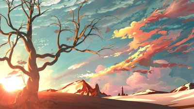 Bare Tree and Desert Wallpaper Stunning HD Illustration of a Bald Tree under Blue Sky