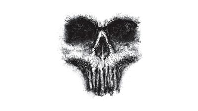 Black and White Skull Sketch HD Wallpaper with Monochrome Artwork and Studio Shot