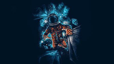 Stunning 1080p HD Wallpaper Astronaut in Blue Space with Dark Artwork and Galaxy Graphics  Free Download