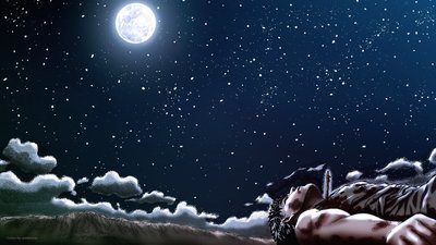 1080p HD Wallpaper Moon Digital Wallpaper with Berserk Anime and Night Sky