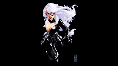 Marvels Black Cat Illustration HD Wallpaper  Dynamic Pose on Black Background 1920x1080px