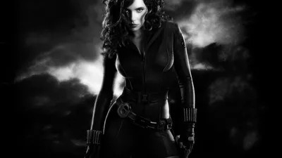 Scarlett Johansson as Black Widow Marvel Comics Heroine in Monochrome  Free HD Wallpaper Download