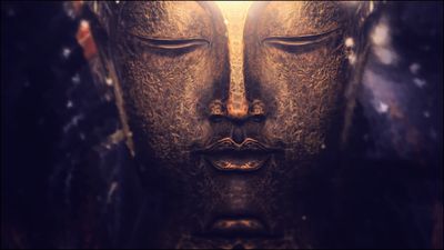 Golden Buddha Digital Wallpaper HD 1080p Illustration for Meditation and Spiritual Enlightenment