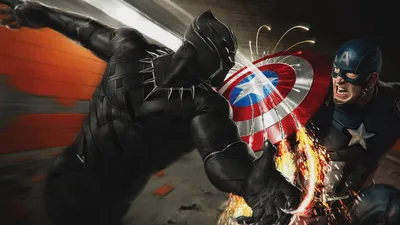 HD Marvel Showdown Wallpaper Captain America vs Black Panther Illustration