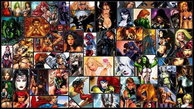 Dynamic Comic Heroines Collage HD Wallpaper Featuring Aphrodite Black Widow Bloodrayne  More in 1080p to 5K Quality