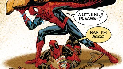 Download Free HD Wallpaper Deadpool  SpiderMan in Funny Marvel Comics Scene  1920x1080px