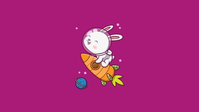 Adorable Kawaii Rabbit in Space Astronaut Theme