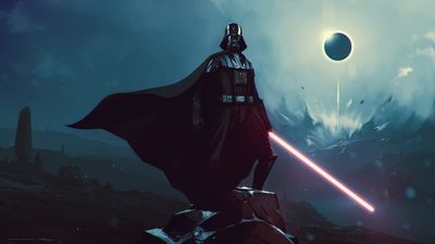 HD Wallpaper Star Wars Darth Vader Digital Wallpaper with Sith Lightsaber and Death Star  Free Download in 1080p