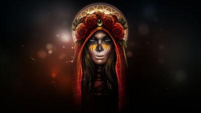 Day of the Dead HD Wallpaper Skull Calavera Sugar Skull  Halloween Woman  4K HD Desktop Background with Spooky and Mysterious Vibe