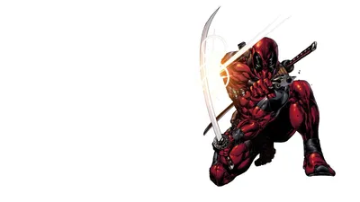 Deadpool Marvel Illustration HD Wallpaper Studio Shot with White Background  Free Download for Desktop  Mobile