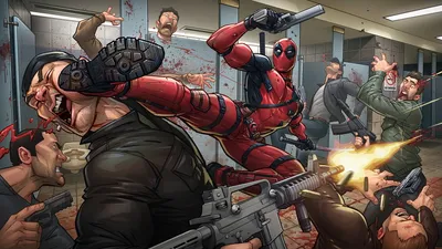 Download Free HD Deadpool Group Painting Wallpaper  Marvel Comics  Fiery Action Scene  1920x1080px