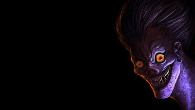 Deathnote Ryuk Illustration HD Wallpaper with Copy Space and Black Background  Free Download 1080p Anime Death Note