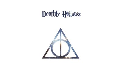 Deathly Hallows Harry Potter Wallpaper in 1080p HD  White Studio Shot with Western Script and Copy Space