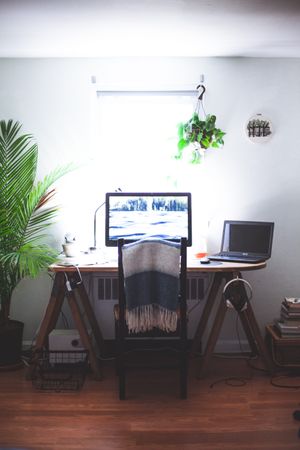 Enhance Your Workspace with this Mobile HD Wallpaper Desk Work and Hipster Vibes in a Millennial Natural Habitat