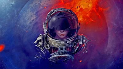 WQHD  HD Wallpaper Astronaut Digital Art with Spacesuit and Helmet in the Universe