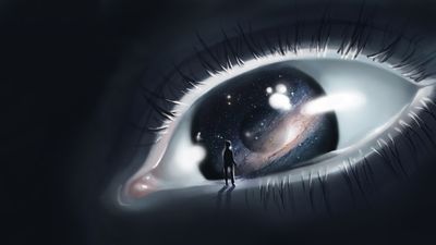 HD Wallpaper Eye Illustration in Space  Digital Art Planet and Sensory Perception  1080p