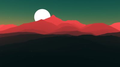 4K HD Wallpaper Red Mountains and Moon Digital Art  Stunning Illustration for Desktop Mobile and Tablet