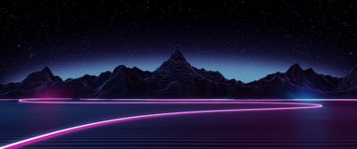 Stunning HD Wallpaper Black Mountain Digital Art with Neon Elements  WideScreen Free Download  2K 4K 5K Options