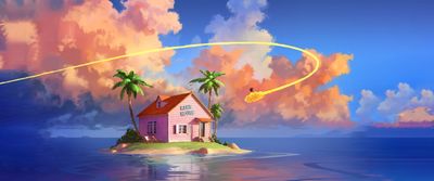 UltraWide HD Wallpaper Digital Art of Son Goku from Dragon Ball Z on an Island  Free Download in Various Resolutions 1080P 2K 4K 5K