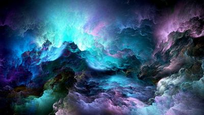 4K HD Wallpaper Stunning Digital Art and Space Landscape in Bluish Nebula  Free Download