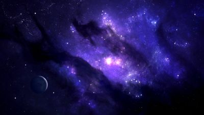 Explore the Stunning Blue and Purple Galaxy HD Wallpaper with Digital Art Space Planets and Stars