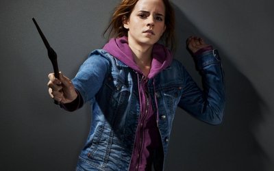 Emma Watson Harry Potter High Resolution Wallpaper Womens Blue Denim Button Up Jacket in 1080p HD