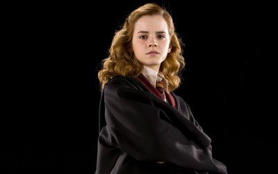 Emma Watson as Hermione Granger in Harry Potter HD Wallpaper with Studio Shot and Confident Look at Camera