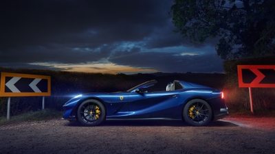 Sleek Ferrari 812 GTS Night Drive Exhilarating Supercar Scene