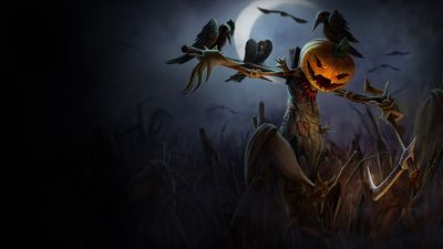 Spooky Fiddlesticks Wallpaper in HD League of Legends Halloween Theme with Dark Nature and Mysterious Plant