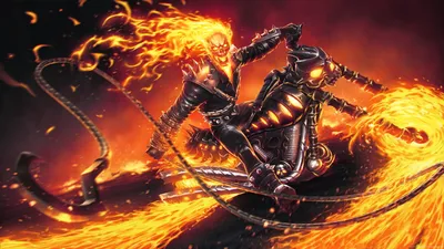 Ghost Rider Marvel Comics HD Wallpaper Fiery Skull Motorcycle and Chains  Free Download in 1080p to 5K