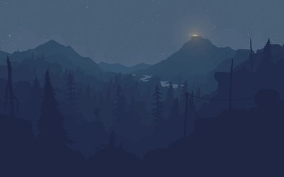 WQHD HD Wallpaper Silhouette of Mountain in Firewatch Video Game Landscape Artwork