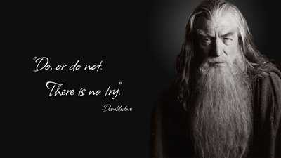 Do or Do Not There is No Try Gandalf Parody HD Wallpaper with Harry Potter and Yoda Quotes