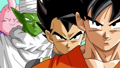 Powerful Fusion Goku Vegeta Piccolo and Majin Buu Unite in Epic Dragon Ball Artwork