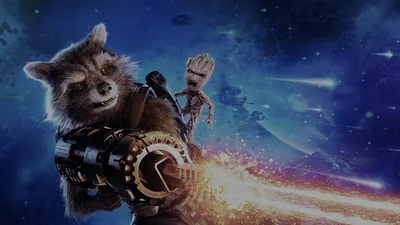 Download Rocket Raccoon  Baby Groot HD Wallpaper  Guardians of the Galaxy Vol 2 Illustration  Marvel Cinematic Universe Desktop Background in 7680x4320px