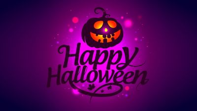 Spooky and Vibrant Halloween Wallpaper 4K HD with Pumpkin Purple and Celebration Elements