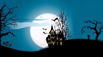 HD Wallpaper Haunted House and Full Moon Halloween Digital Art  1080p PCMobileTablet Wallpapers