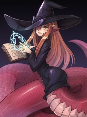 Spooky and Stylish Halloween Wallpaper Featuring Miia from Monster Musume