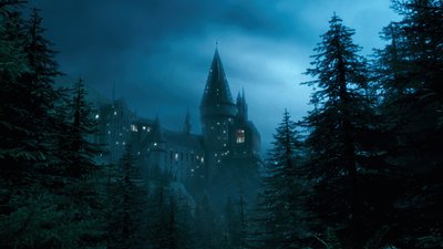 Harry Potter and the Prisoner of Azkaban HD Wallpaper with Hogwarts Trees and Castle