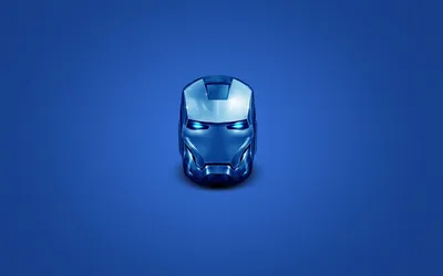 Iron Man Helmet on Blue A Minimalist Marvel Cinematic Universe HD Wallpaper