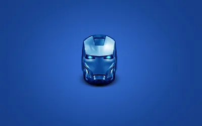 Iron Man Helmet on Blue A Minimalist Superhero HD Wallpaper for Desktop and Mobile