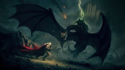 HD Wallpaper Black Dragon and Anime Character  JRR Tolkien Inspired Fantasy Art