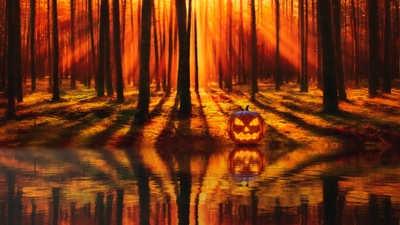 Spooky Jackolantern Halloween Pumpkin Background for a Festive Vibe