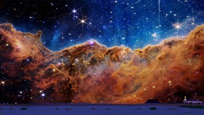 Discover the Universe with James Webb Space Telescope HD Wallpaper featuring The Simpsons and Homer Simpson