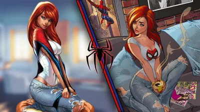 SpiderGwen HD Wallpaper Fashionable Redhead in Jeans  Marvel Comics Tribute