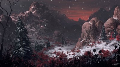 Captivating Winter Landscape Wallpaper in HD Mountains Artwork and Fantasy Art