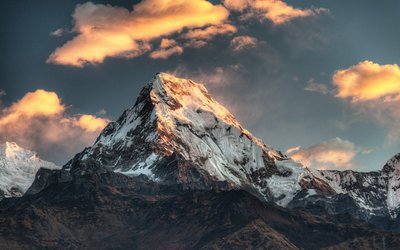 Snow Covered Mountain Landscape Annapurna in the Himalayas  HD Wallpaper for Desktop Mobile and Tablet 1080p